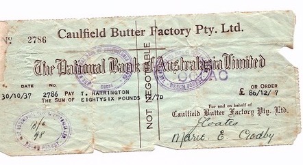 harrington old cheque